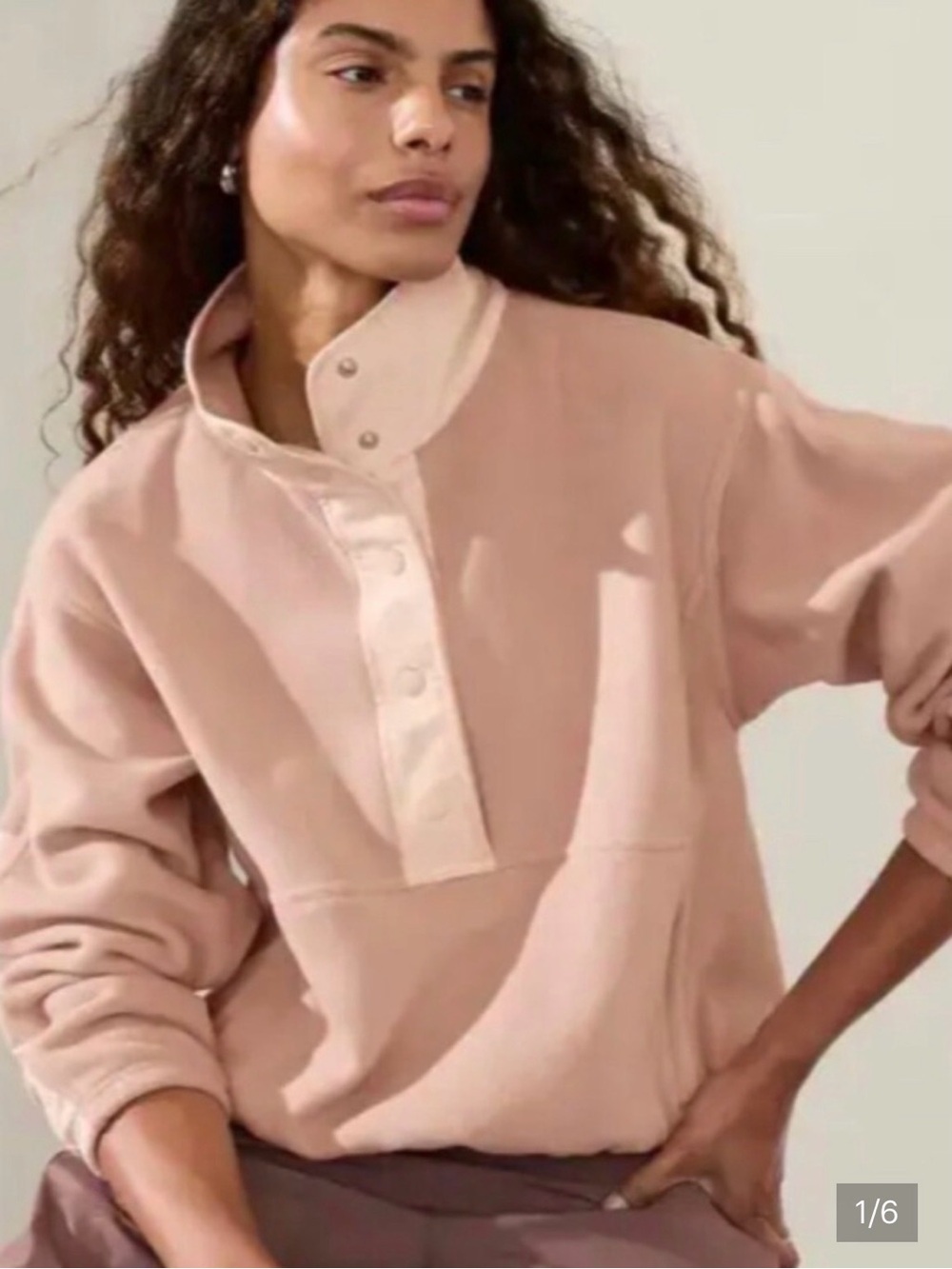 Athleta Overlook Microfleece Sweatshirt women’s Sz M Sandstone